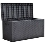 Jelenia Plast Aufbewahrungsbox Gartentruhe Rattan-Design Rollbox Auflagenbox Kissen Aufbewahrung Truh