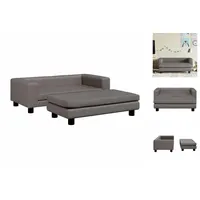 vidaXL Kindersofa mit Hocker Grau 100x50x30 cm Kunstleder