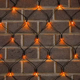 Bulgari esotec Solar Lichternetz mit 144 bernsteinfarbene LEDs Lichtvorhang außen 102191 - Schwarz