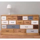 Massivholzmoebel-Becker Apothekerschrank aus Massivholz mit 19 Schubladen mehrfarbig blau