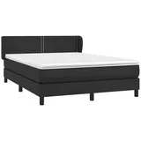 vidaXL Boxspringbett mit Matratze Schwarz 140x200 cm Kunstleder