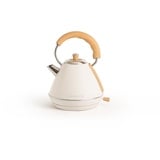 CREATE/KETTLE RETRO M/Elektrischer Wasserkocher Cremeweiß/Schnelles Aufkochen, Fassungsvermögen 1L, Abschaltautomatik, Anti-Kalk-Filter, Wasserstandsanzeige, Ø17.2cm, 2200W