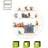 BOARTI Kinderregal Fußball hängend für Toniebox und Tonie Figuren platzsparendes Regal H. 50 x B. 50 x T. 19 cm Wandregal Musikbox und Figuren Aufbewahrung Magneteinsätzen Aufbewahrungsregal Holz