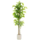ML-Design Künstlicher Bambus 210 cm Groß mit Echtholzstamm Outdoor,