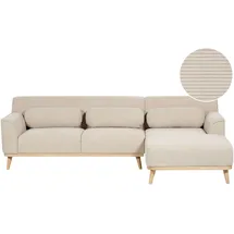 Beliani Ecksofa Cord Hellbeige linksseitig