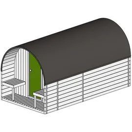 FinnTherm Fasssauna ScandiPod Deluxe, Fasssauna 2 Sitzbänke aus Holz ... Sauna mit 42 mm Wandstärke, Außensauna Mit Montagematerial - FinnTherm