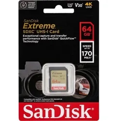 SanDisk Extreme SDXC        64GB UHS-I C10 U3 V30
