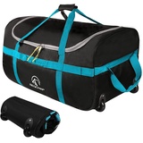 REDCAMP Faltbare Duffle Bag mit Rädern, wasserdichte extra große Reise Duffle Bag Gepäck mit Rollen für Reise (Schwarz-85l)