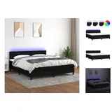 vidaXL Boxspringbett mit Matratze & LED Schwarz 180x200 cm Stoff