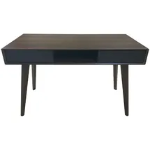 Svita RETRO Schreibtisch Nussbaum-Optik schwarze Schubladen Dunkelbraun
