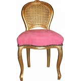 Casa Padrino Barock Damen Stuhl Rosa / Gold Schminkstuhl