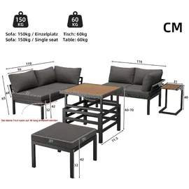 XDOVET Gartenlounge-Set 7-tlg. Grau