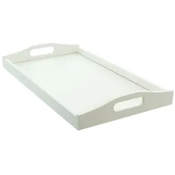 Landhaus Tablett Simply White weiß Tablett Holztablett Serviertablett Küchendeko