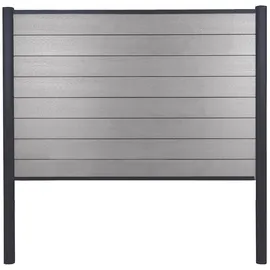Mendler WPC-Sichtschutz Sarthe, Zaun Windschutz, Alu-Pfosten zum Einbetonieren ~ Basiselement, 190cm grau