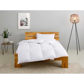 MY HOME Kassettenbett + Kopfkissen "RINA, Bettdecke in 135x200 & 155x220 cm, 2-tlg.", weiß, B/L: 135cm x 200cm Anzahl Teile 1, B/L: 40cm x 80cm Anzahl Teile 1, Bezug: Baumwolle Füllung: Entendaune/-feder, warm, Bettdecken Bezug: 100% Baumwolle.