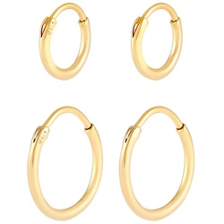 KUZZOI Herren Creolen Set Duo Basic 925 Silber goldfarben 