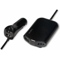 Logilink PA0149 USB Car Charger 2+2 Port, 24W, black,