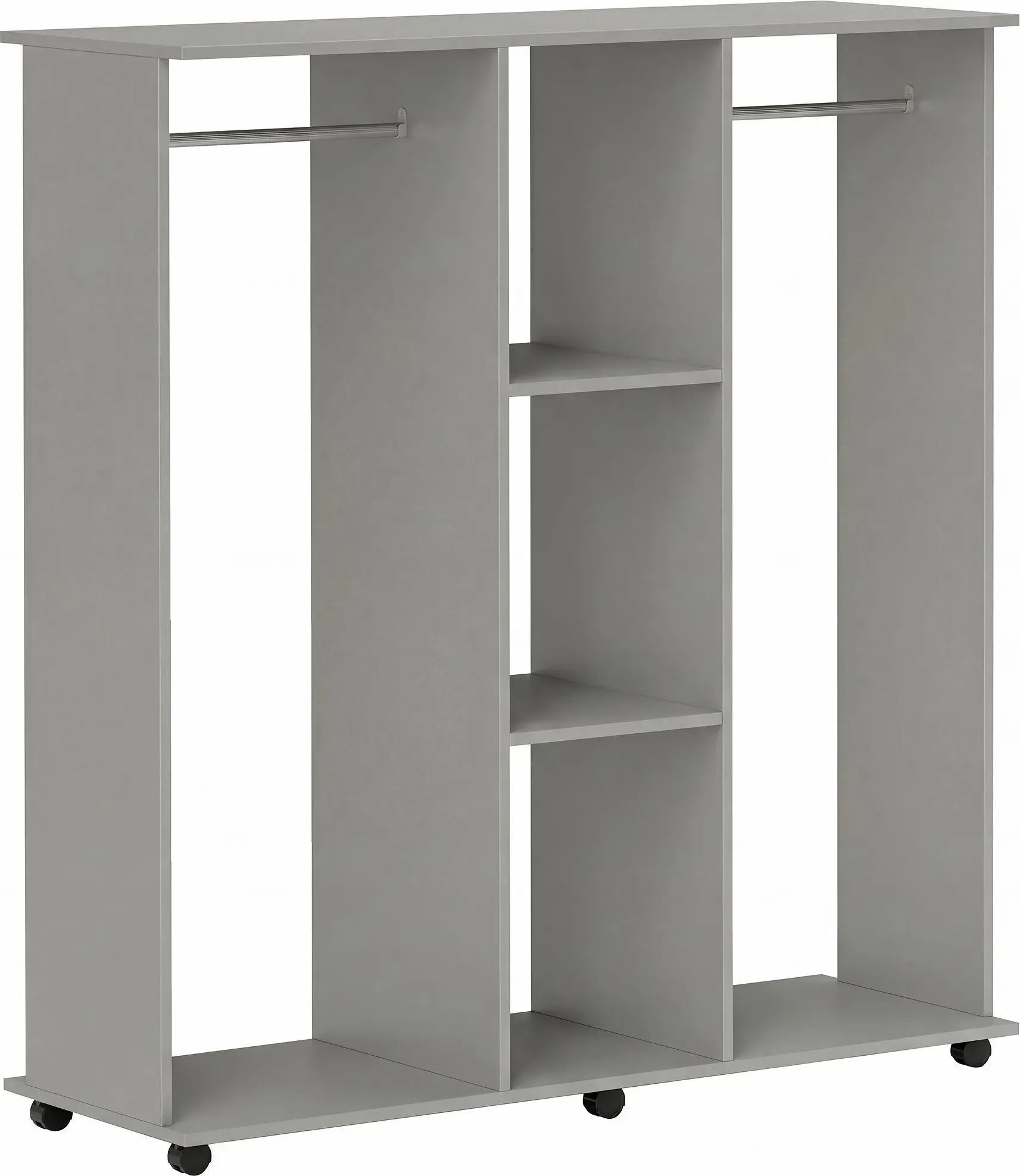 HOMCOM Kleiderschrank Kleiderstange Mobiles Aufbewahrungsmöbel 6 Rollen 120L x 40l x 128H cm grau   Aosom