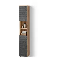 Livinity® Badschrank, Anthrazit, Eiche, 6 Fächer, Quadratisch, 30x192x30 cm,