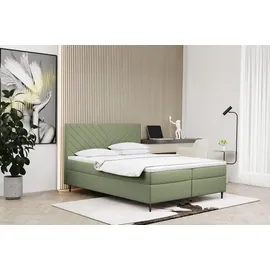 Kaiser Möbel Boxspringbett mit matratze und bettkasten, Schlafbett Vero Hellgrün 160x200 cm - Kaiser