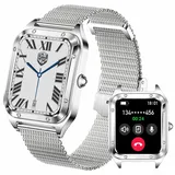 Smartwatch für Damen, 1,59 Zoll Full Touch Damen Smartwatch mit weiblicher Gesundheitsverfolgung, Fitness Tracker Pulsmesser, wasserdichte Sport-Smartwatch für Android iOS (Silver Mesh RT-i98)