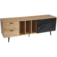 KADIMA DESIGN Lowboard Eiche-Dekor Marmor-Look Schwarz 150x55x40 cm Wohnzimmer,