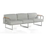 SonnenPartner 3-Sitzer Sofa Lotus Edelstahl Mit Teakholz Loungesofa