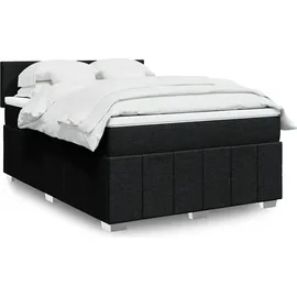 vidaXL Boxspringbett mit Matratze Schwarz 140x200 cm Stoff