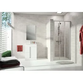 Hüppe Alpha 2 Gleittür, 3-teilig, alle Segmente beweglich, 1200x1900mm, vollgerahmt, A24304087264, Duschkabine: Profilfarbe silber matt Kunstglas Pacific S klar