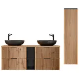 petits-meubles Gaia 2-tlg. Schwarz/Eichenoptik