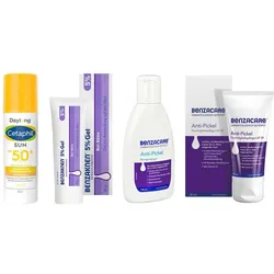 Benzaknen 5% Akne-Set: Reinigen, behandeln & UV-Schutz