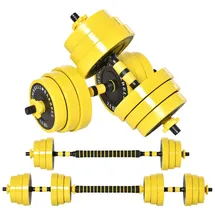 Homcom Hantelset 2-in-1 Langhantel 25 kg Gelb/Schwarz