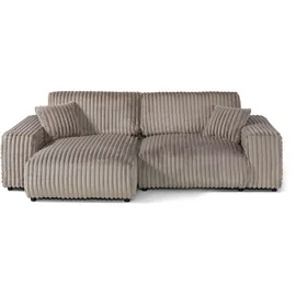 Livora Eckcouch Cord Velours 2-Sitzer Grau