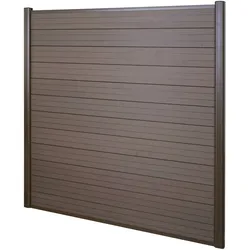 Mendler WPC-Sichtschutz Sarthe, Windschutz Zaun, Alu-Pfosten ~ Basiselement, 1,90m braun