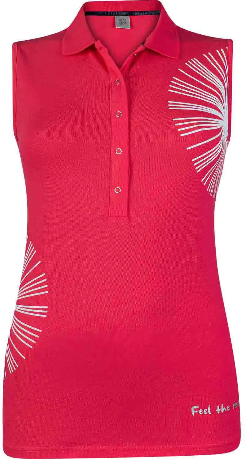 girls golf Polo Puff Flower, ärmellos, rot