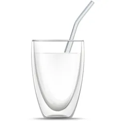 Glas Strohhalm (200x8 mm) durchsichtig für Kalt- und Heißgetränke