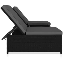 vidaXL Outdoor-Lehnstühle 2 Stk. mit Tisch Schwarz Poly-Rattan