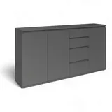 Stella Trading Brest, Anthrazit, - Modernes Sideboard mit viel Stauraum - 160 x 84 x 35 cm, (B/H/T)
