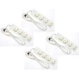 4 x G-L-T 4-Fach Mehrfachsteckdose Weiss Steckdosenleiste, Steckplätze 45 Grad gedreht, Kabel 1,4m, Steckerleiste