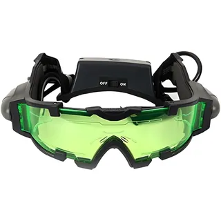 Xrten Nachtsichtbrille für Kinder, Nachtsichtbrille, Verstellbare Kinder LED-Nachtbrille, Schutzbrille mit Grüner Linse mit Ausklappbarem LED-Licht für Nächtliche Aktivitäten
