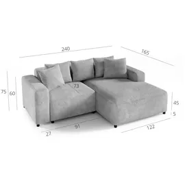 Fun Möbel Ecksofa Designersofa Sofa MEGAN XS in Stoff Salvador Honiggelb Ottomane Rechts - Gelb