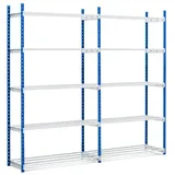 Proregal Fachbodenregal MAXIMUS HxBxT 200 x 150 x 34 cm 5 Ebenen offener Fachboden Fachlast 83 kg Lichtblau/Lichtgrau