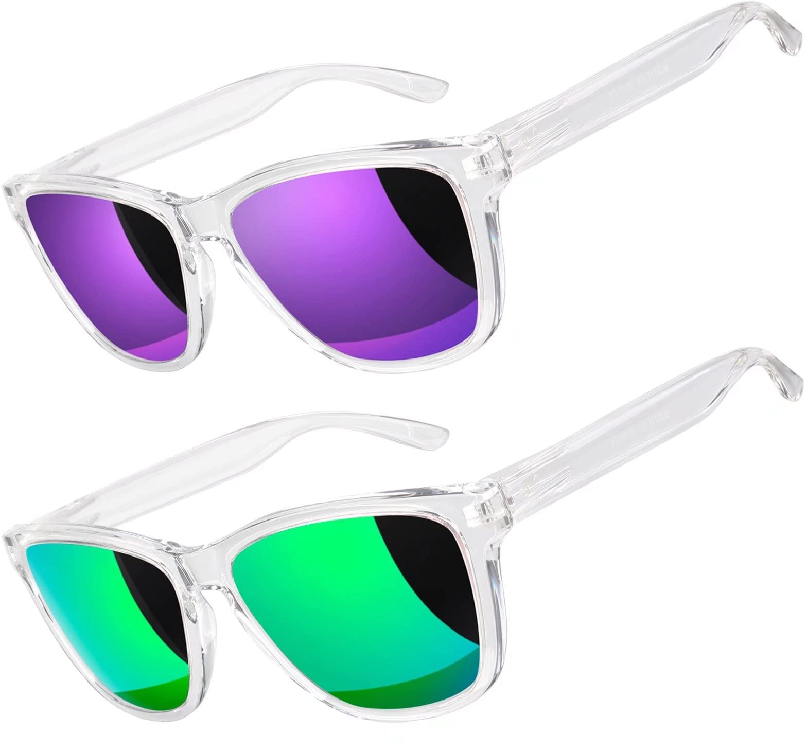 LINVO Sonnenbrille Herren Damen Polarisiert UV400 Klassisch Retro Eckig Sonnenbrille Verspiegelt für Fahren Angeln CAT 3 CE - M