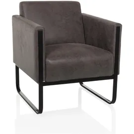HJH Office Loungesessel Aruba Retro Kunstleder 1-Sitzer 0 x 0 x 0 cm Grau