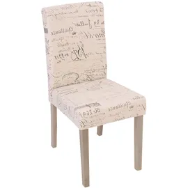 MCW Esszimmerstuhl Littau Schrift 2er-Set Textil mit Schriftzug Creme Beine Struktur - Eiche