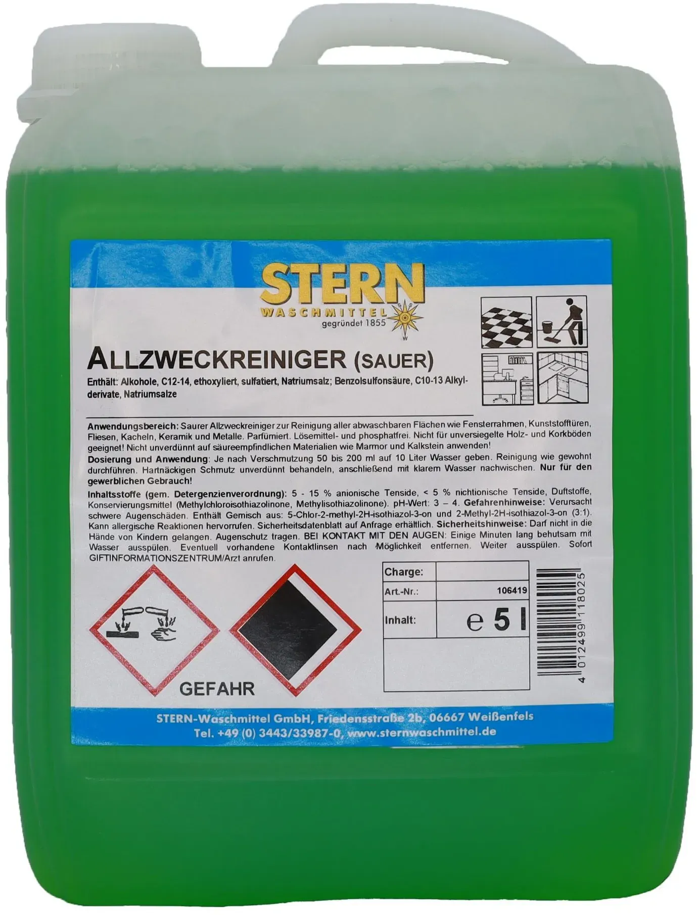 Allzweckreiniger Allesreiniger sauer STERN Allzweckreiniger S Kanister 5 l oder ...