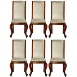 Casa Padrino Luxus Barock Esszimmer Stuhl Set Gold Muster / Braun / Gold 50 x 55 x H. 105 cm - Edles Küchen Stühle 6er Set - Barock Esszimmer Möbel