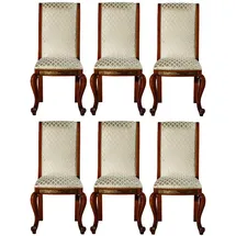 Casa Padrino Luxus Barock Esszimmer Stuhl Set Gold Muster / Braun / Gold 50 x 55 x H. 105 cm - Edles Küchen Stühle 6er Set - Barock Esszimmer Möbel