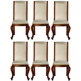 Casa Padrino Luxus Barock Esszimmer Stuhl Set Gold Muster / Braun / Gold 50 x 55 x H. 105 cm - Edles Küchen Stühle 6er Set - Barock Esszimmer Möbel