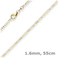 Schmuck Krone Goldkette 1,6mm Panzerkette weit aus 585 Gelbgold 55cm, Gold 585 goldfarben